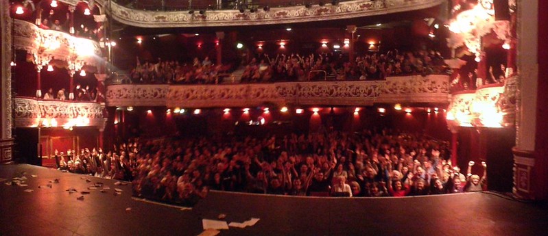Packed audience at the Olympia Theatre, Dublin, during Man 1, Bank 0