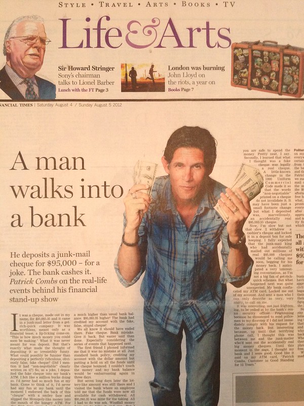 Financial Times Life and Arts cover featuring Patrick Combs, August 2012