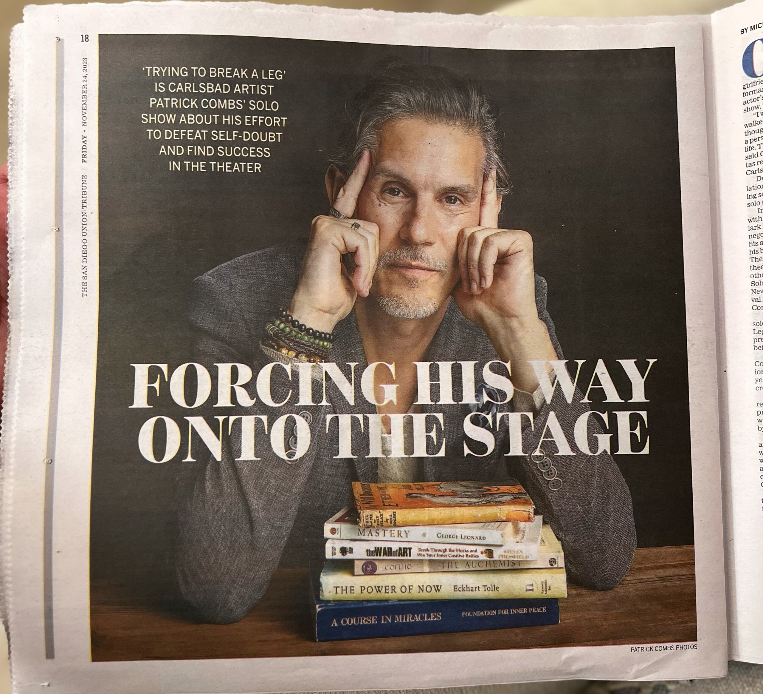 San Diego Union-Tribune feature on Trying to Break A Leg, November 24, 2023